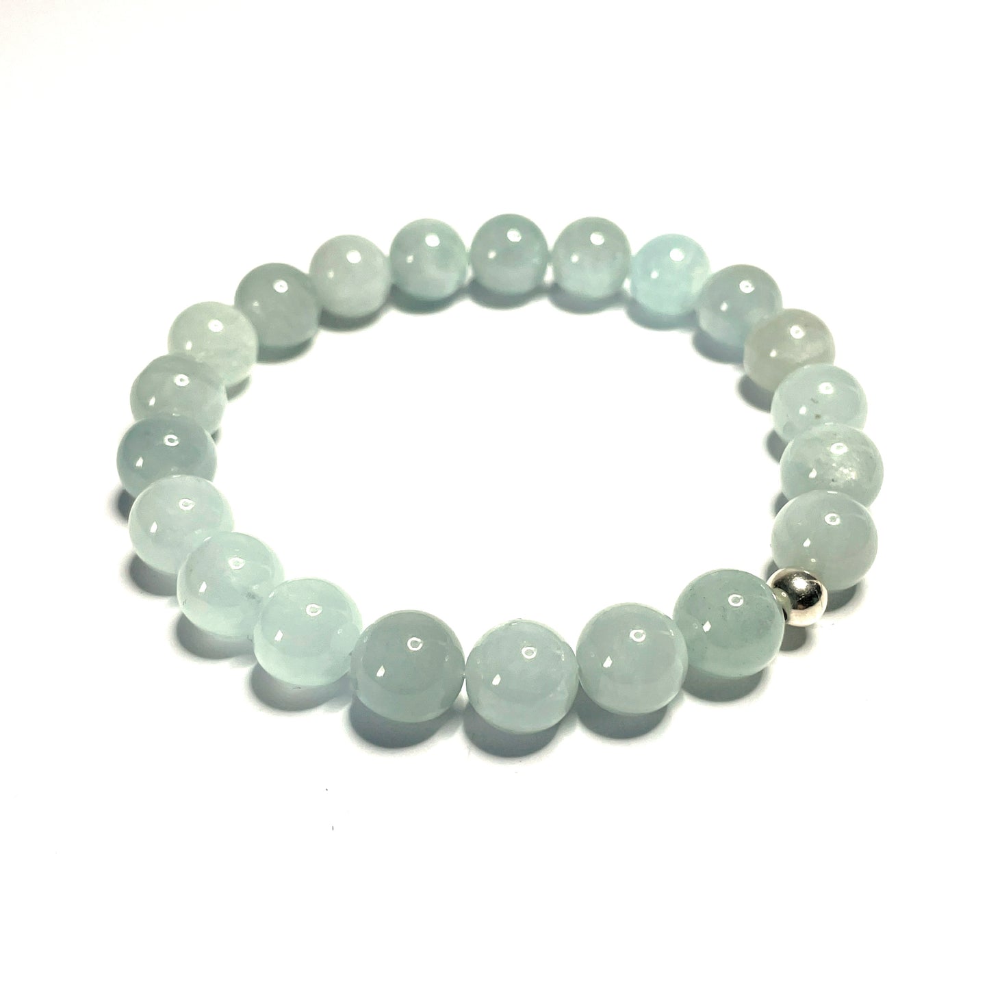 Aquamarine beaded stretch bracelet