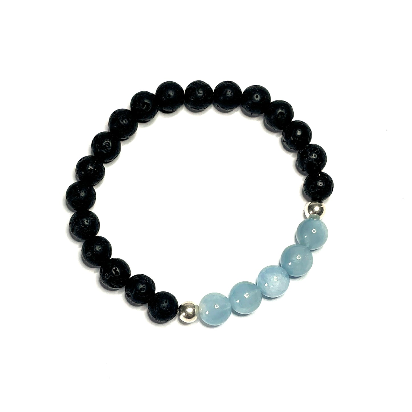Aquamarine with lava rock gesmtone bracelet