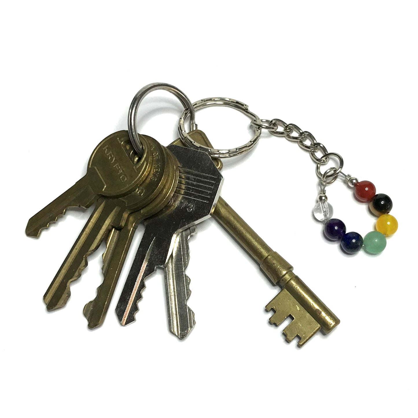 Chakra gemstone bead keychain with keys