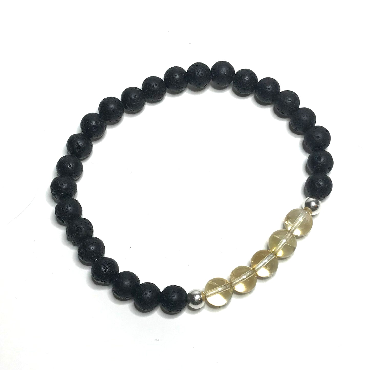 Citrine crystal bracelet with lava rock beads