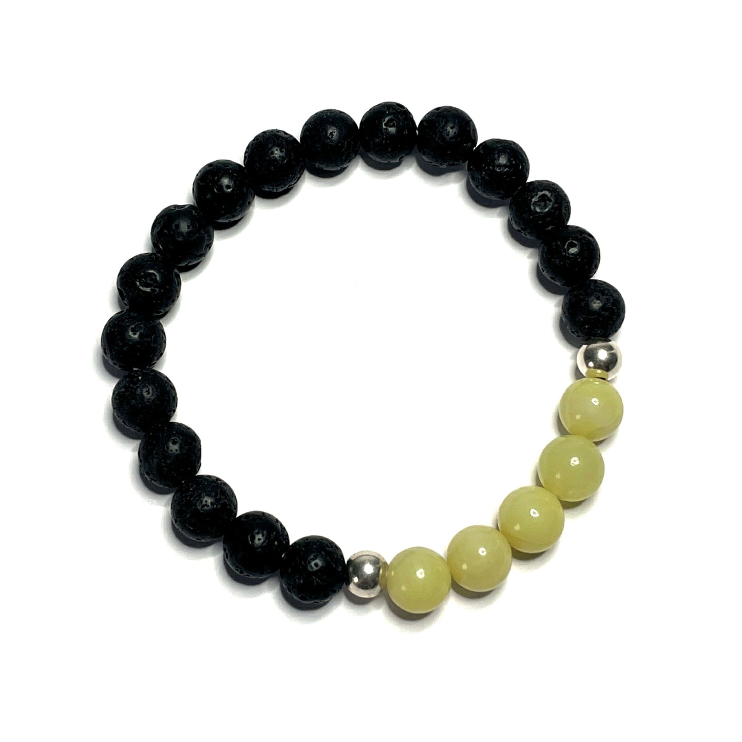 Lemon jade with lava rock gemstone bracelet