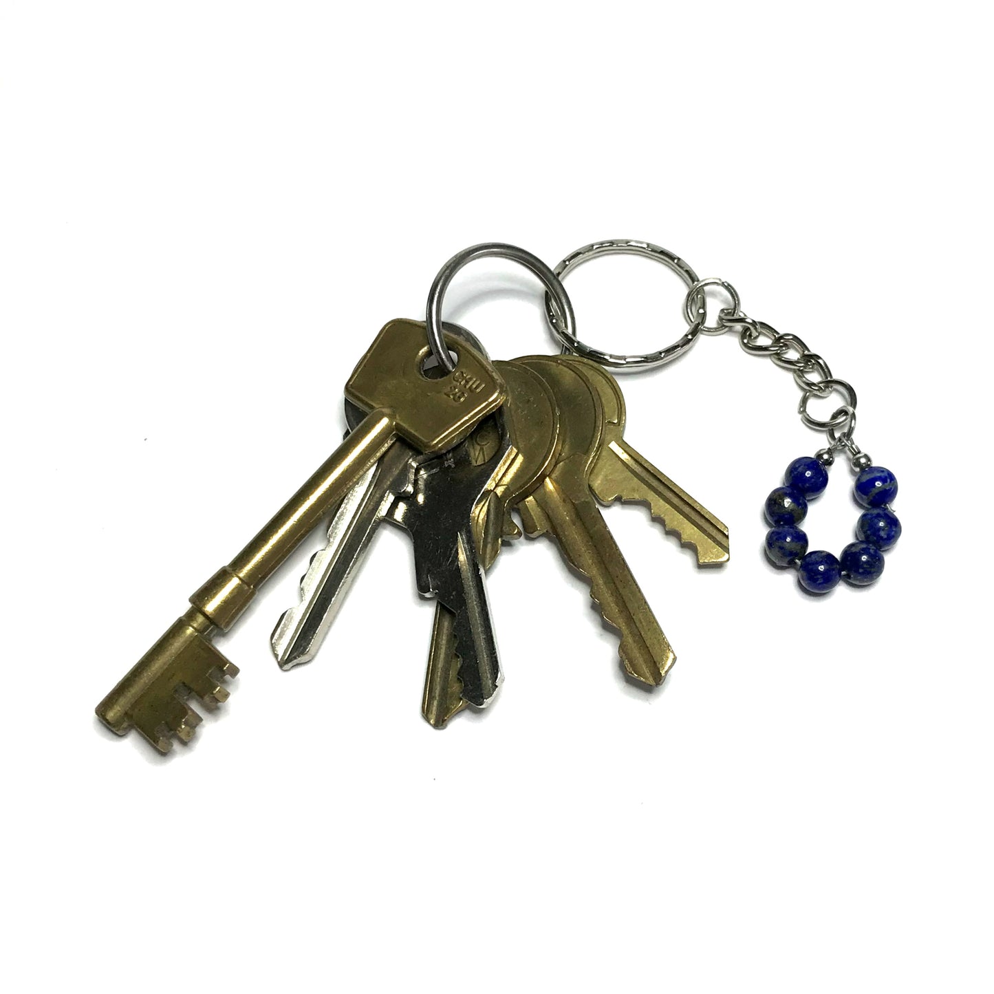 Lapis lazuli crystal keychain with keys