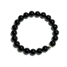 Load image into Gallery viewer, Black gemstone beaded stretch bracelet 
