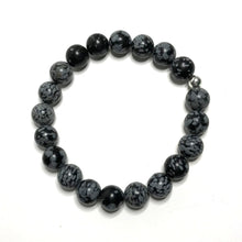 Load image into Gallery viewer, Snowflake obsidian beaded bracelet
