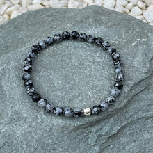 Load image into Gallery viewer, Snowflake obsidian gemstone bracelet
