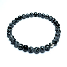 Load image into Gallery viewer, 6mm Snowflake obsidian bracelet

