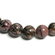 Load image into Gallery viewer, Close up of rhodonite beads
