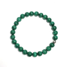 Load image into Gallery viewer, Green gemstone beaded stretch bracelet
