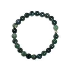 Load image into Gallery viewer, Moss agate crystal stretch bracelet
