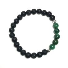 Load image into Gallery viewer, Dark green gemstone beads with lava bead bracelet
