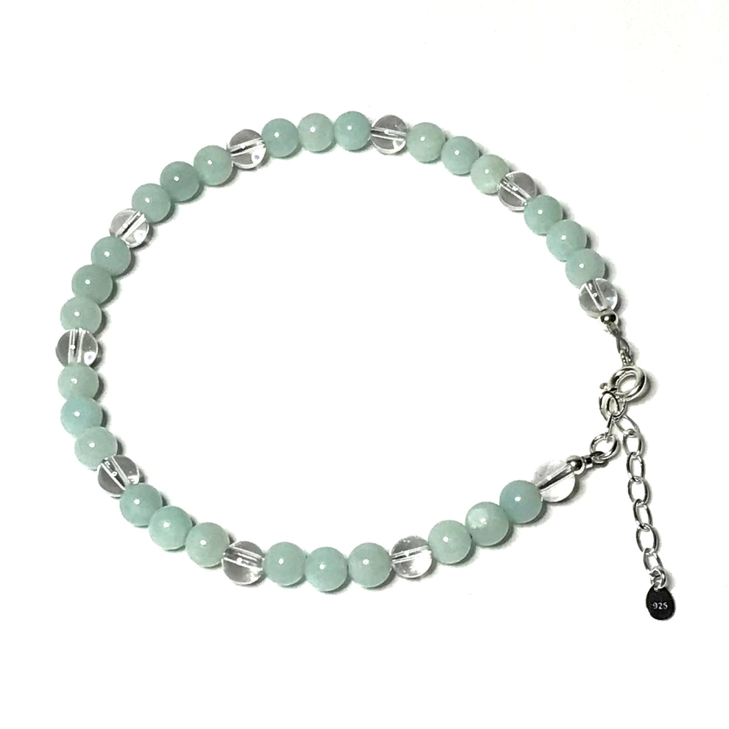 Amazonite and clear quartz bead anklet
