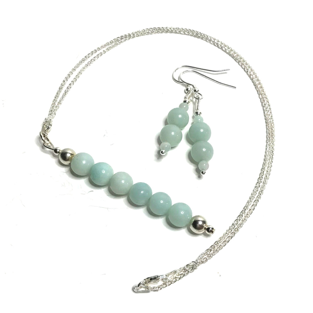 Amazonite pendant with matching drop earrings