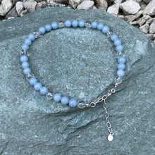 Load image into Gallery viewer, Angelite bead anklet on stone
