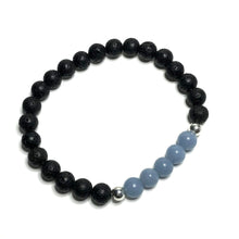 Load image into Gallery viewer, Pale blue gemstone and lava rock bracelet
