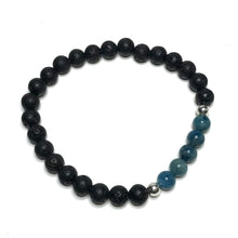 Load image into Gallery viewer, Blue gemstone and lava bead stretch bracelet
