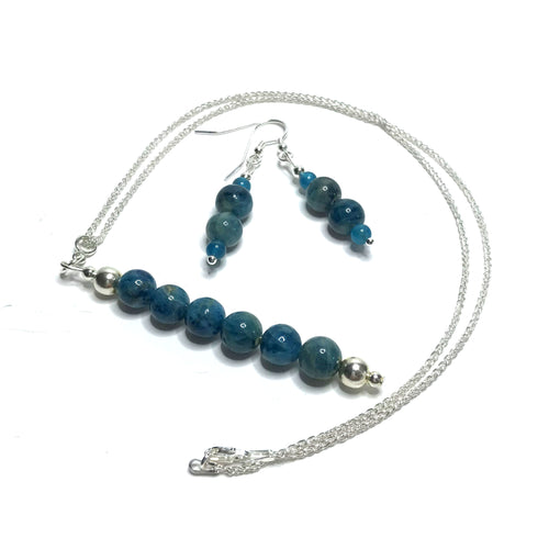 Apatite pendant with matching dangle earrings
