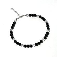 Load image into Gallery viewer, Black gemstone anklet with sterling silver extender chain
