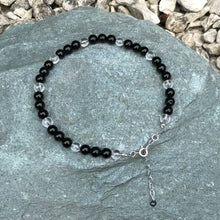 Load image into Gallery viewer, Black crystal anklet on stone
