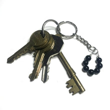 Load image into Gallery viewer, Black gemstone bead keychain with keys
