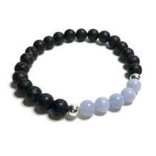 Load image into Gallery viewer, Blue lace agate bracelet with lava
