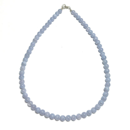 Blue lace agate crystal beaded choker necklace