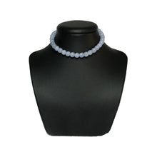 Load image into Gallery viewer, Blue lace agate gemstone choker on stand
