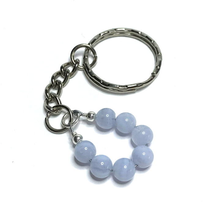 Blue lace agate keychain
