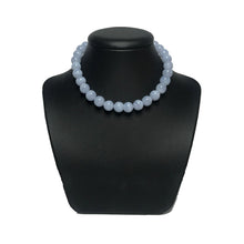 Load image into Gallery viewer, Blue lace agate beaded necklace on stand

