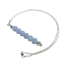 Load image into Gallery viewer, Blue lace agate crystal bead pendant on silver chain
