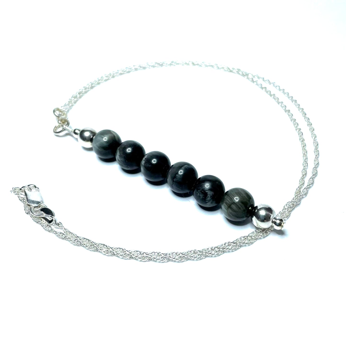 Blue Tiger Eye pendant with silver chain