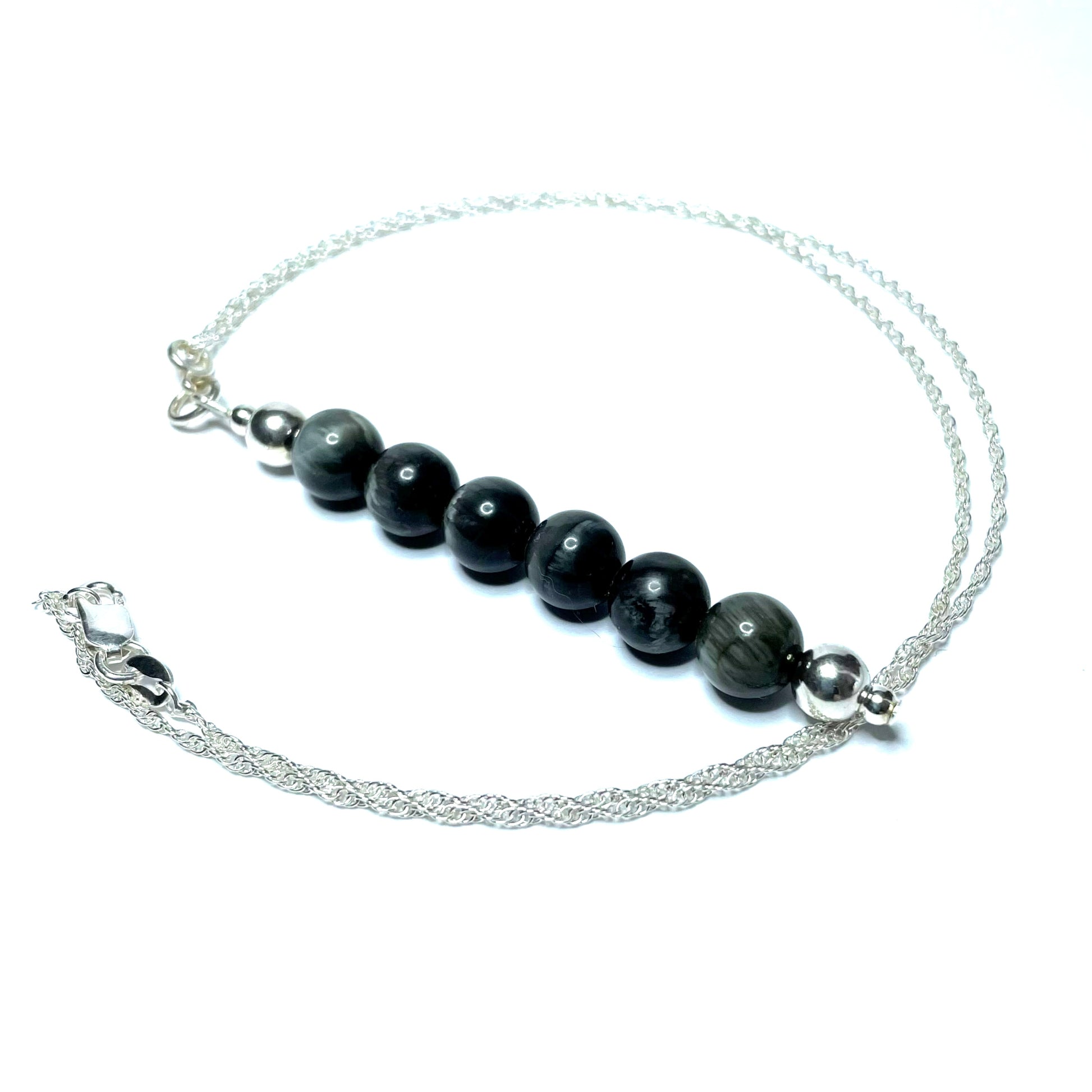 Blue Tiger Eye pendant with silver chain