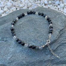 Load image into Gallery viewer, Blue Tiger&#39;s eye gemstone anklet on stone
