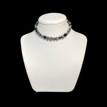 Load image into Gallery viewer, Blue Tiger&#39;s eye choker necklace on stand
