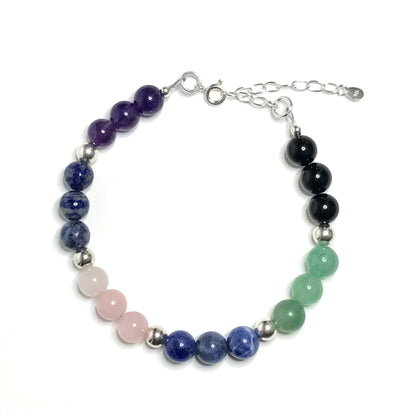 Calming beaded healing crystal pendant necklace