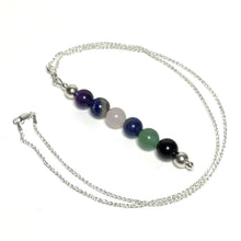 Load image into Gallery viewer, Calming gemstone beaded pendant with silver chain
