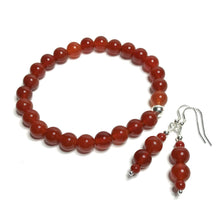 Load image into Gallery viewer, Carnelian bracelet with matching dangle earrings
