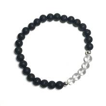 Load image into Gallery viewer, Clear quartz crystal bracelet with lava rock beads
