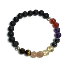Load image into Gallery viewer, Confidence crystal bead bracelet with lava rock
