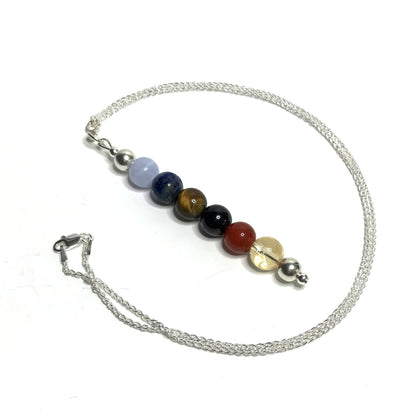 Creativity gemstone pendant with silver chain