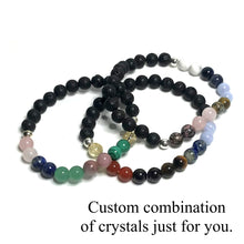 Load image into Gallery viewer, Custom bracelets with lava. Custom combination of crystals just for you
