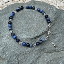 Load image into Gallery viewer, Dumortierite beaded crystal anklet
