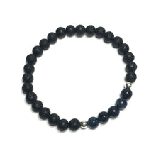 Load image into Gallery viewer, Dumortierite crystal bracelet with lava rock beads
