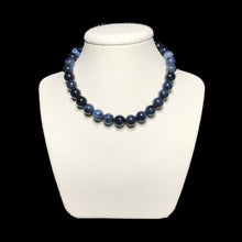 Load image into Gallery viewer, Dumortierite beaded necklace on stand
