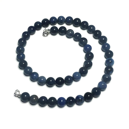 Dumortierite Necklace in a white background