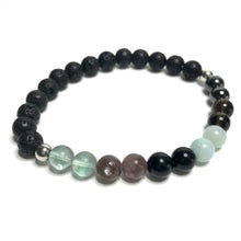 Load image into Gallery viewer, EMF protection crystal bracelet with lava beads
