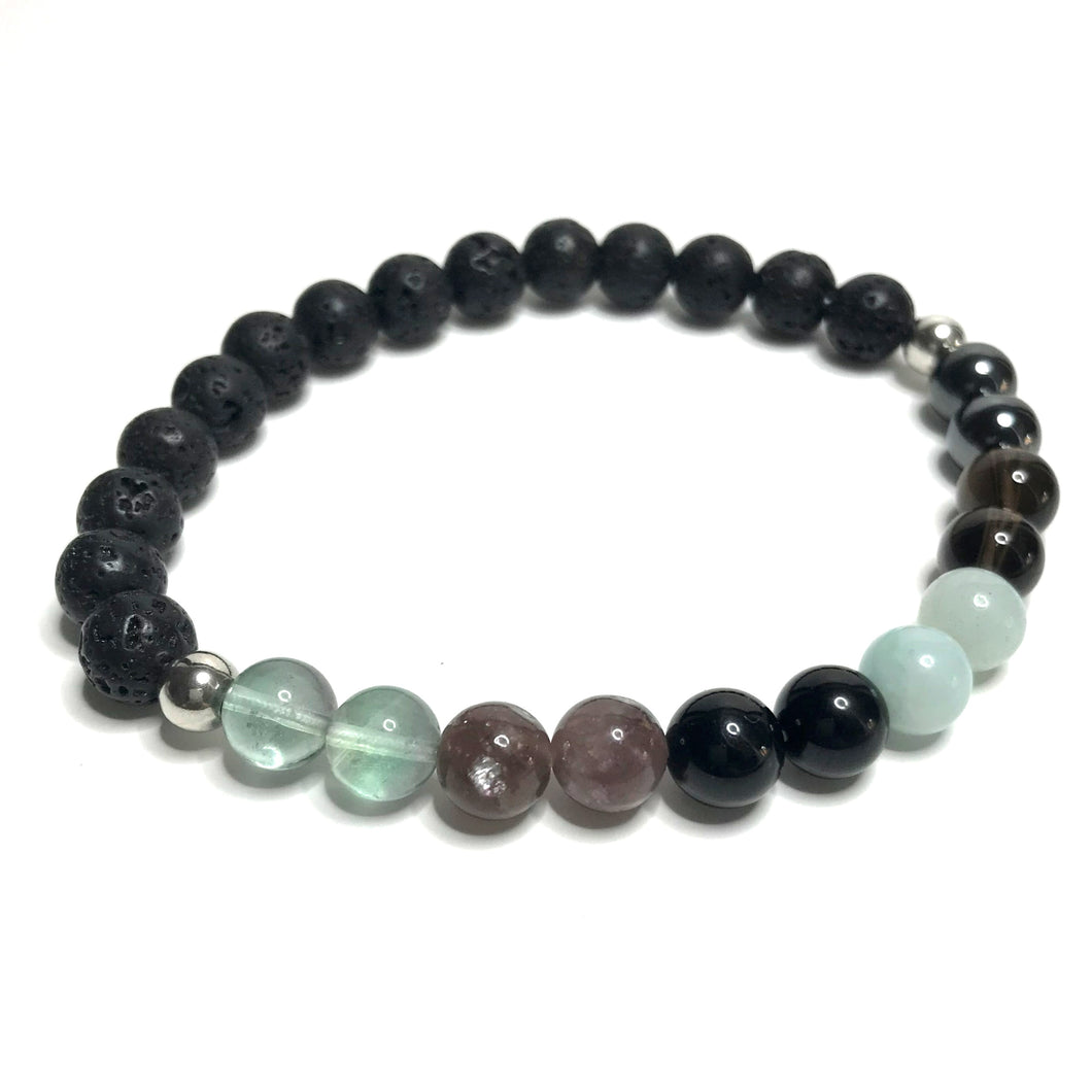 EMF protection crystal bracelet with lava beads