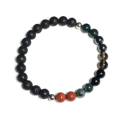 Grounding crystal bracelet with lava rock