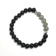Load image into Gallery viewer, Labradorite bracelet with lava rock beads
