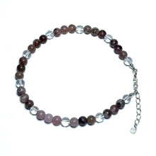 Load image into Gallery viewer, Lepidolite and clear quartz anklet
