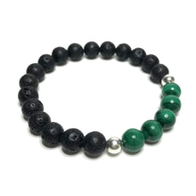 Load image into Gallery viewer, Malachite with lava rock bracelet
